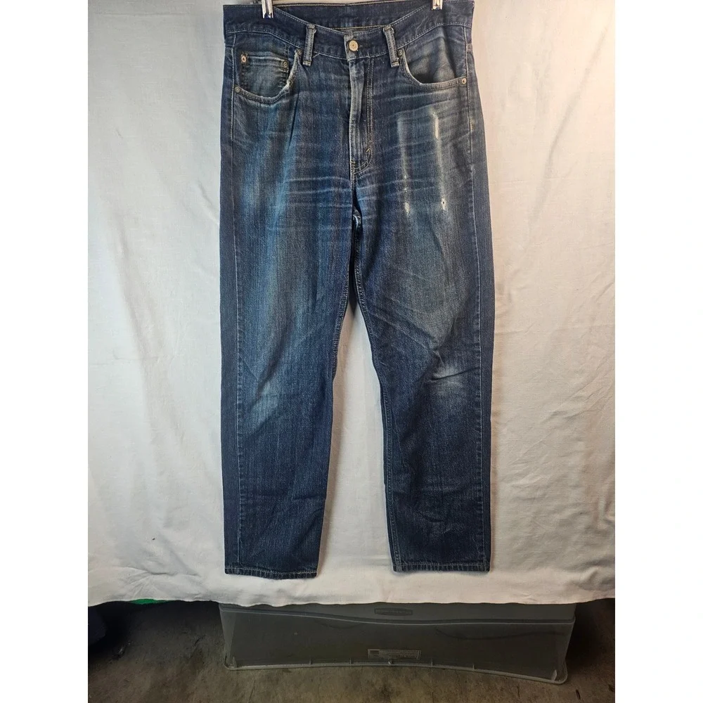 Levis 550 Relaxed Fit Tapered Leg Dark Wash Blue Denim Jeans Men's 34x34
